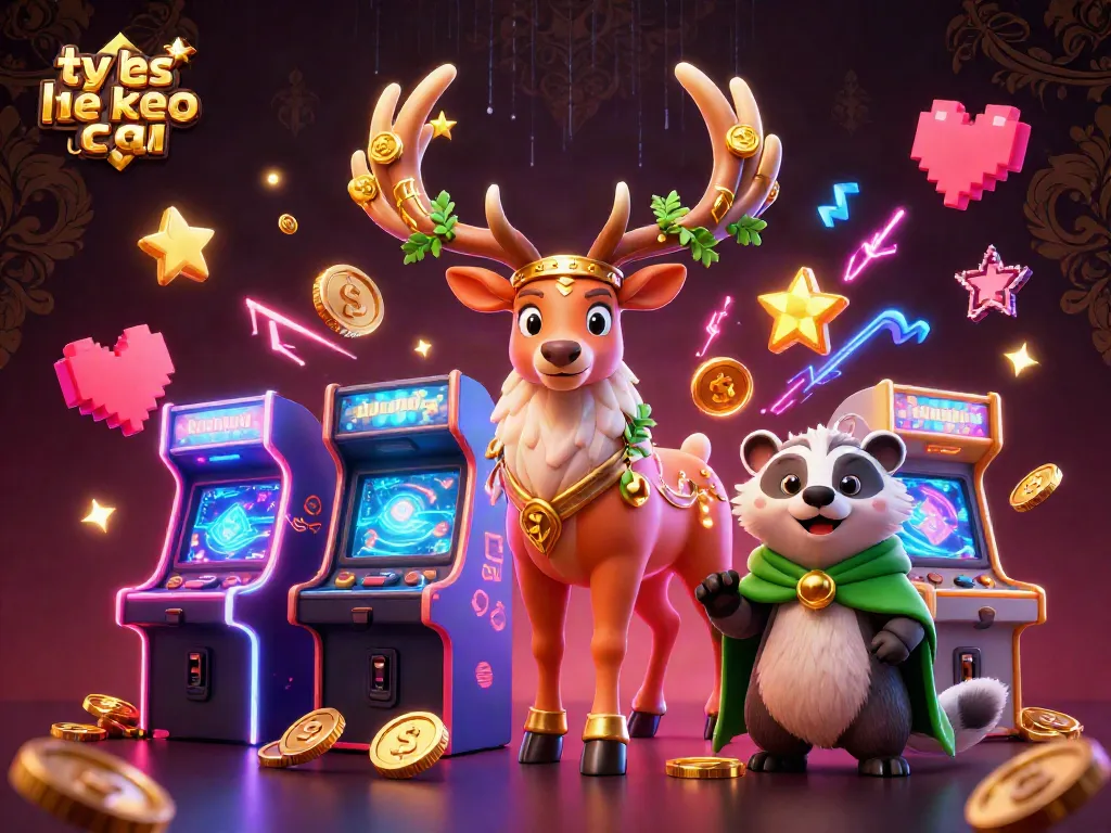 Engaging scene depicting ty le keo nha cai with a Celtic druid stag and a wise badger amidst dynamic casino game elements.