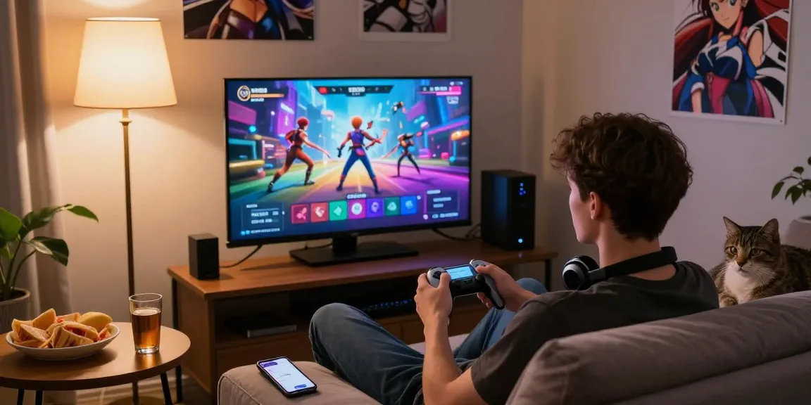 Enjoying vibrant porn games HTML on a high-definition screen in a cozy home setting.
