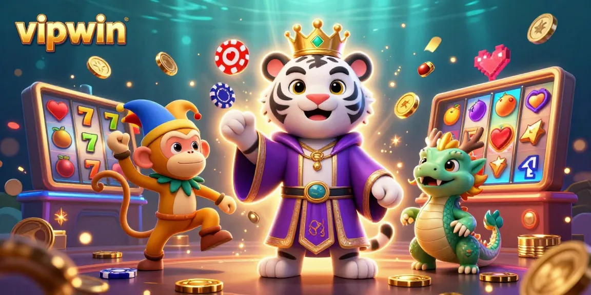 Join the excitement at vipwin with vibrant games and thrilling jackpots in this engaging illustration.