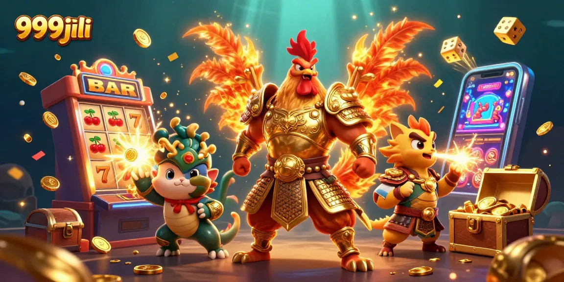 Feel the excitement at 999jili with cartoon characters celebrating a casino jackpot explosion