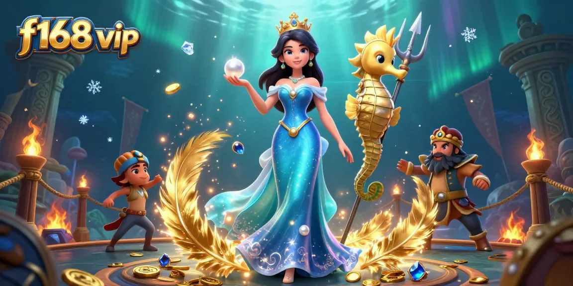 Engage with f168 vip casino thrills through a vibrant underwater adventure illustration.