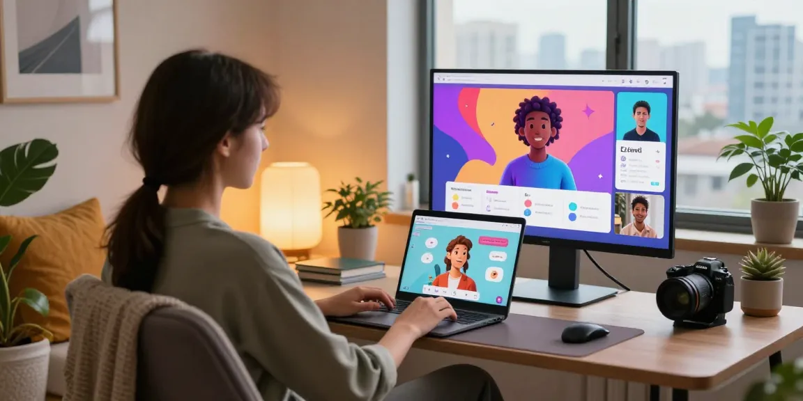 Engaging user with character ai nsfw in a modern digital workspace featuring vibrant graphics and cozy atmosphere.
