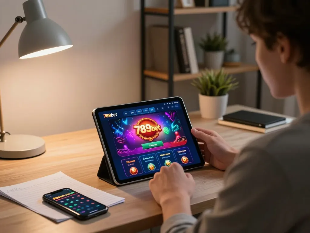 Engage with the 789bet casino app in a cozy home office setup for responsible gaming.