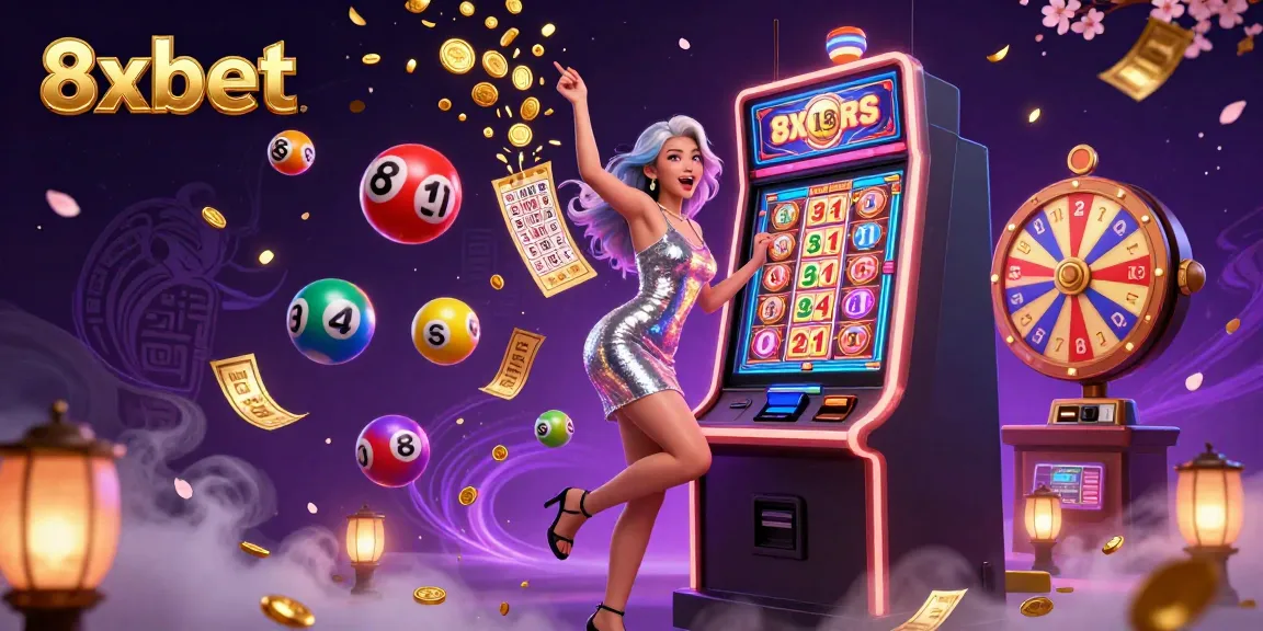 Engage with the vibrant world of 8xbet as you win on the jackpot slot machine amidst a colorful casino atmosphere.