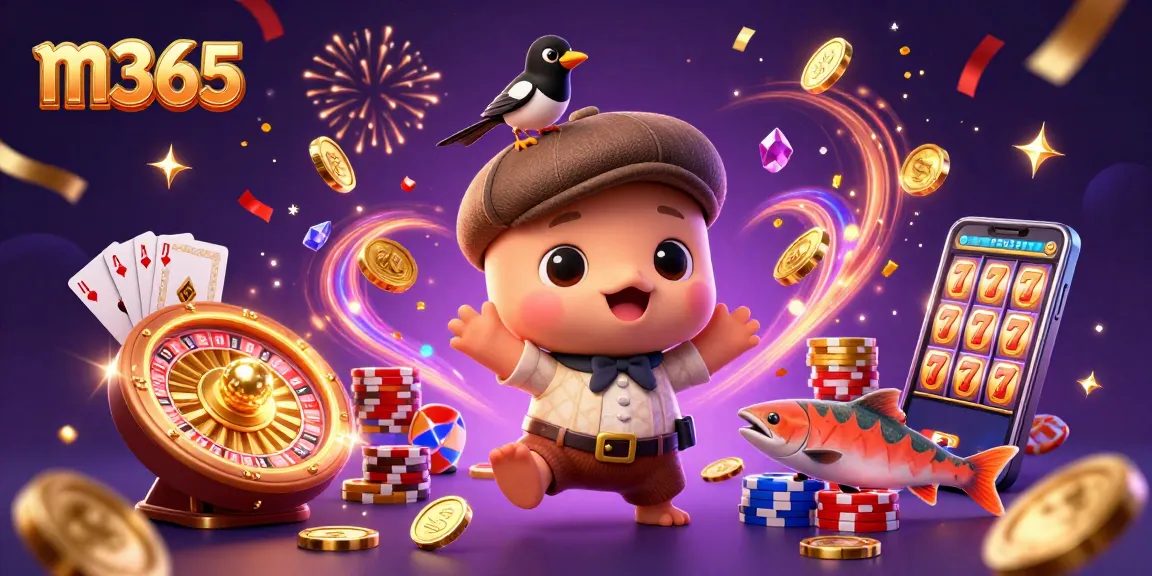 Engaging gameplay with m365 featuring baby Nessie and charming casino elements in a festive atmosphere