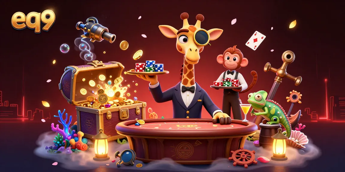 Experience thrilling gaming action at eq9 with vibrant characters in an exciting casino scene.