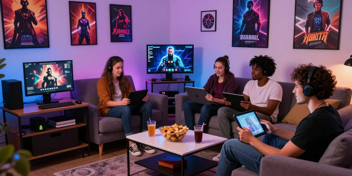 Players immersed in real hentai games in a cozy living room setting, showcasing modern gaming fun.