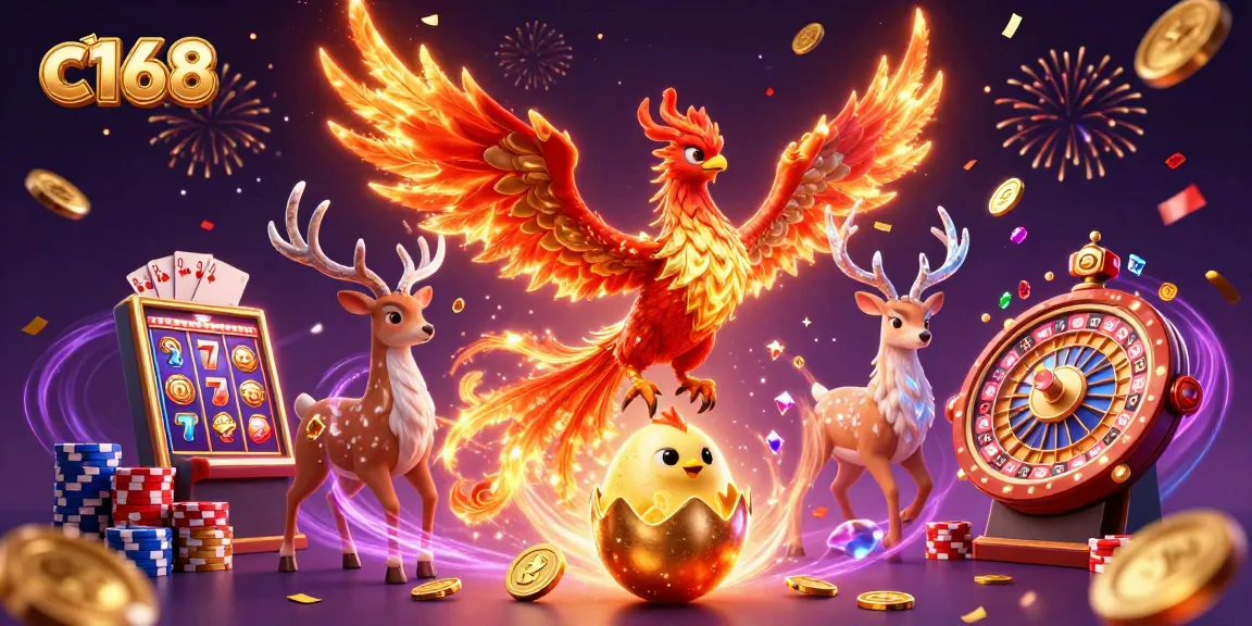 Experience the vibrant c168 casino world with golden coins and exciting gaming elements.