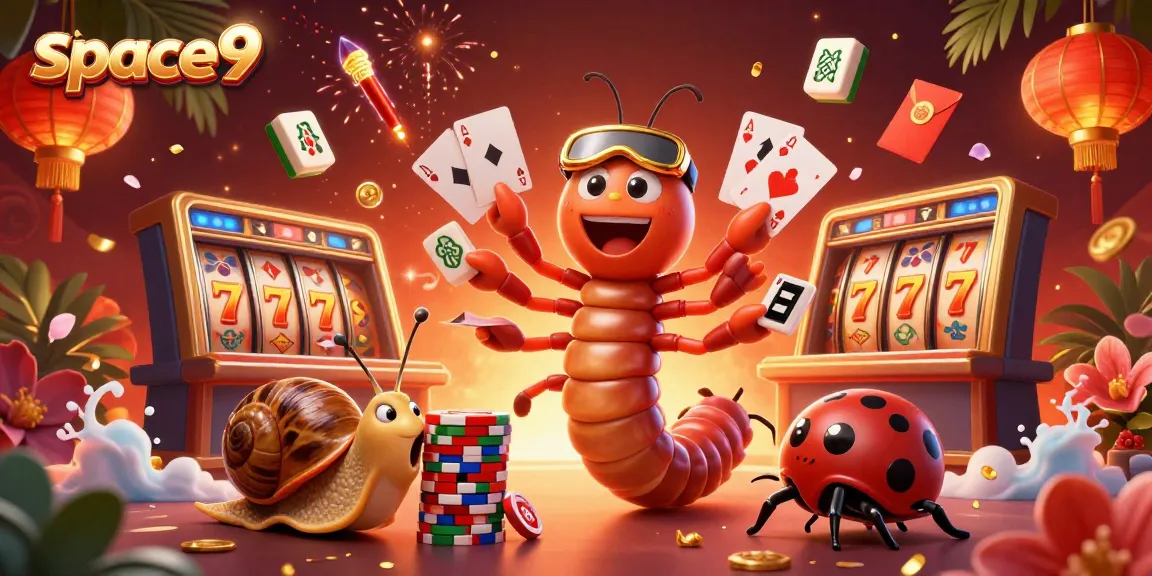 Experience thrilling gameplay at Space9 Casino with a vibrant dealer, chip stacks, and dynamic game elements.